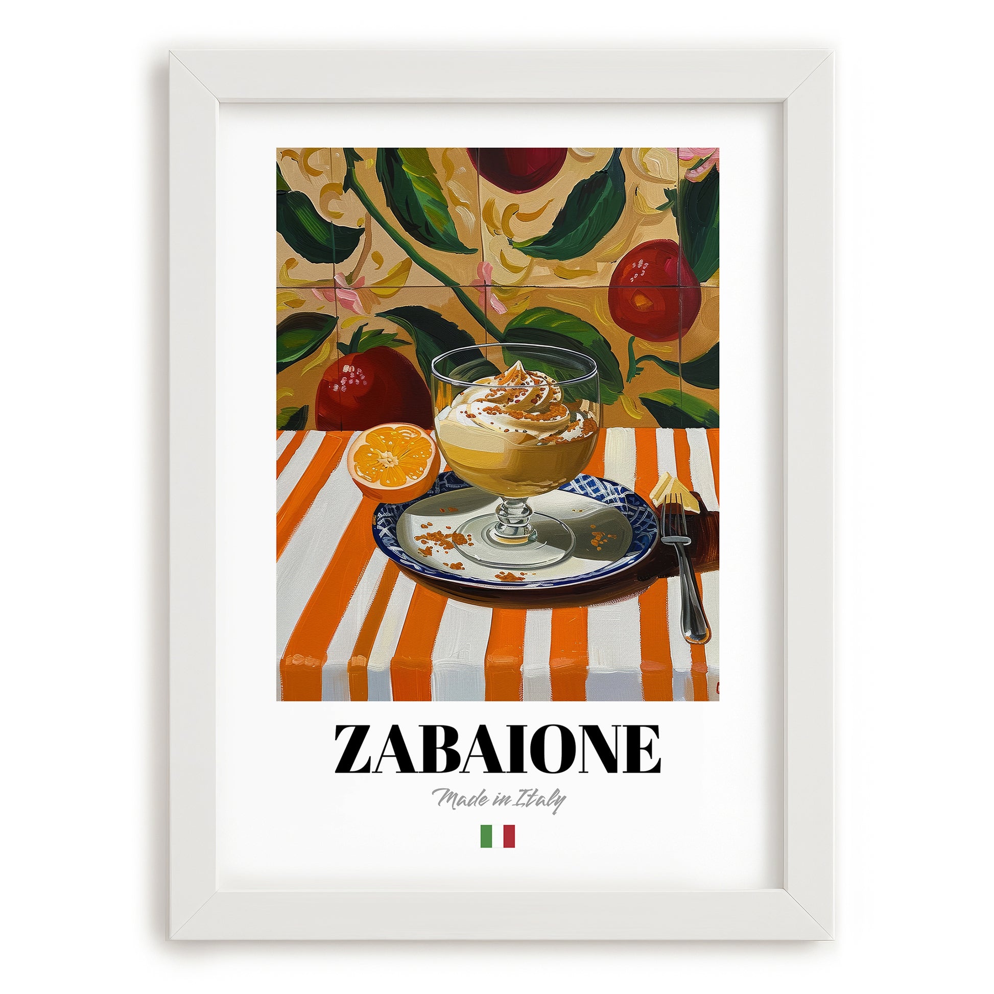 Zabaione – Italian Dessert Dish, Tavern Poster, placed in minimal white frame