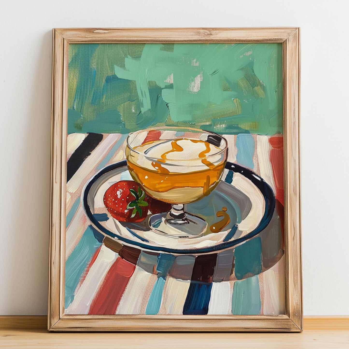 Zabaione – Italian Dessert Dish, Café Still Life, no-text version framed in wood