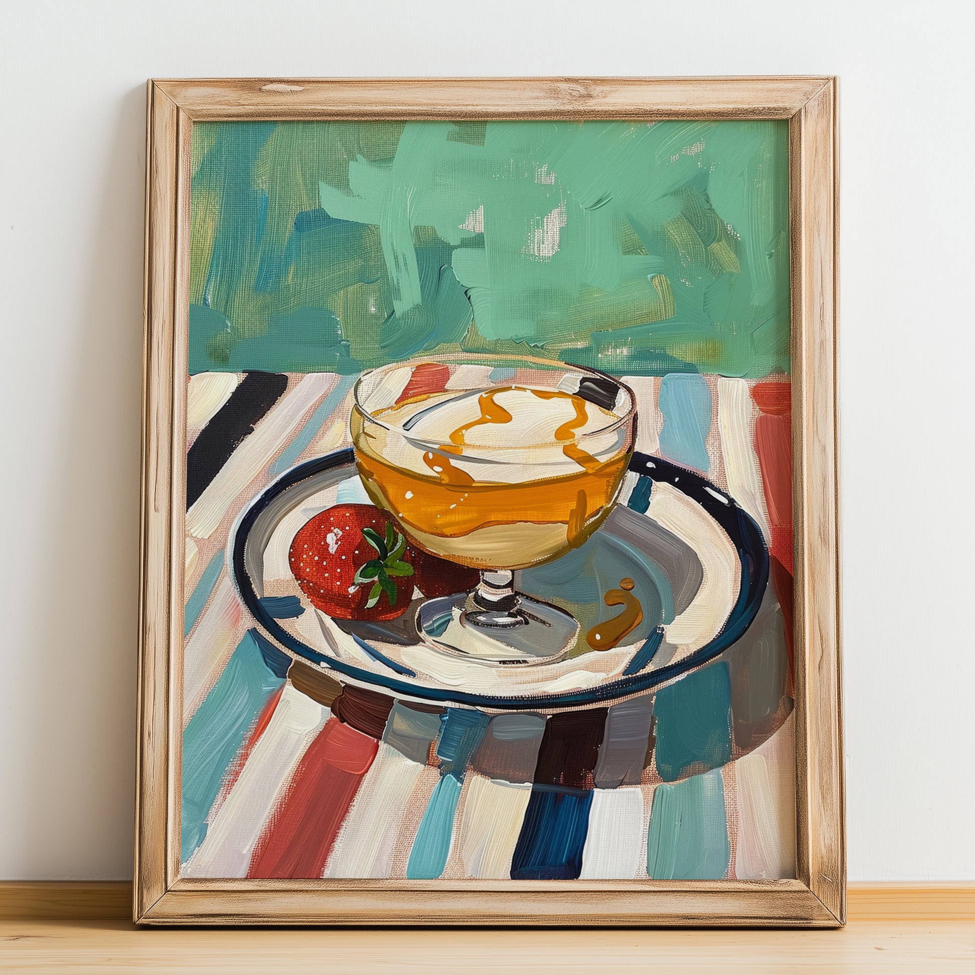 Zabaione – Italian Dessert Dish, Café Still Life, no-text version framed in wood