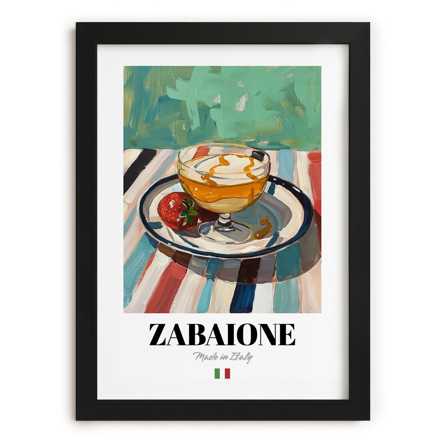 Zabaione – Italian Dessert Dish, Café Still Life, in sleek black frame