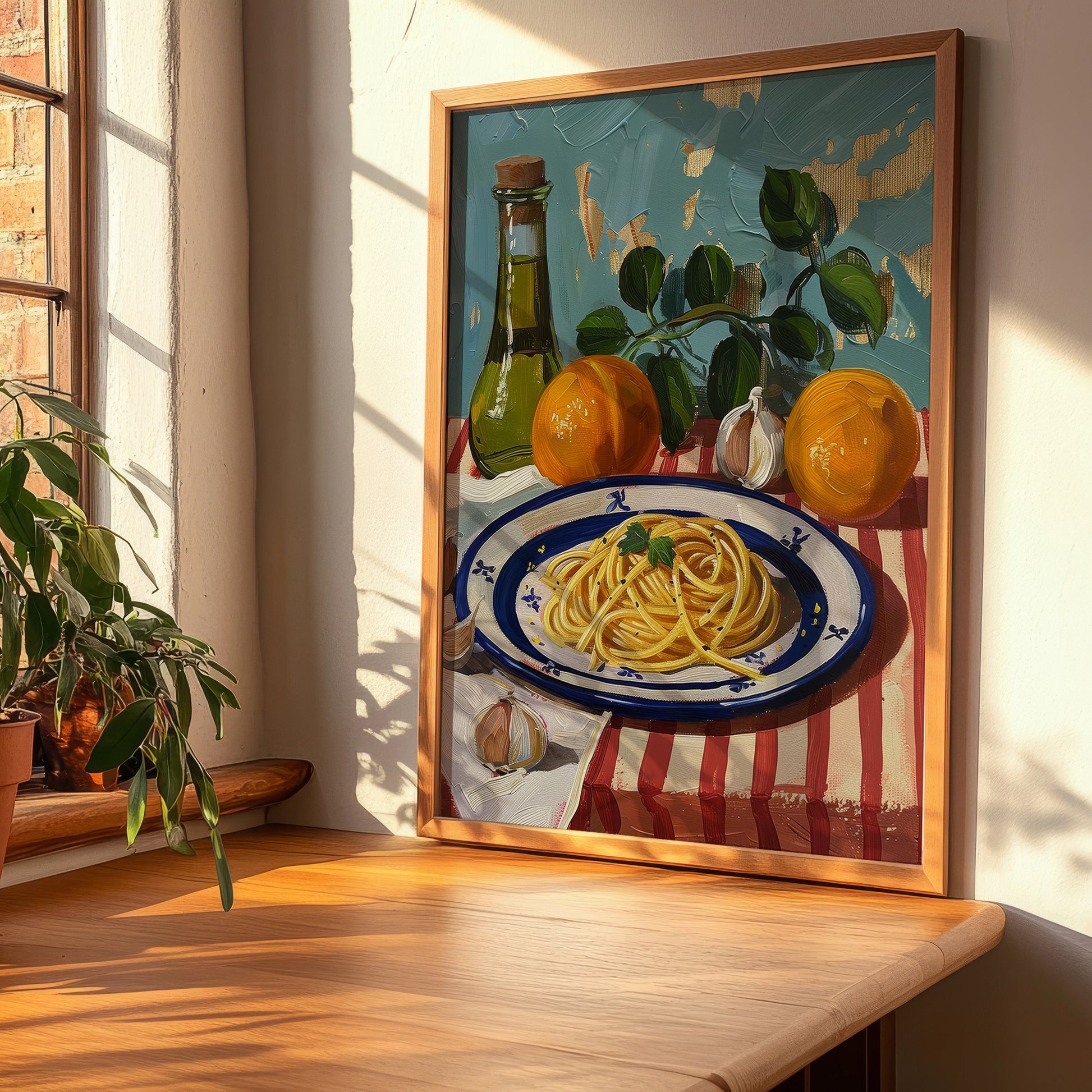 Spaghetti aglio e olio – Italian Pasta, Restaurant Poster, clean layout with no caption