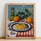 Spaghetti aglio e olio – Italian Pasta, Restaurant Poster, no-text version framed in wood