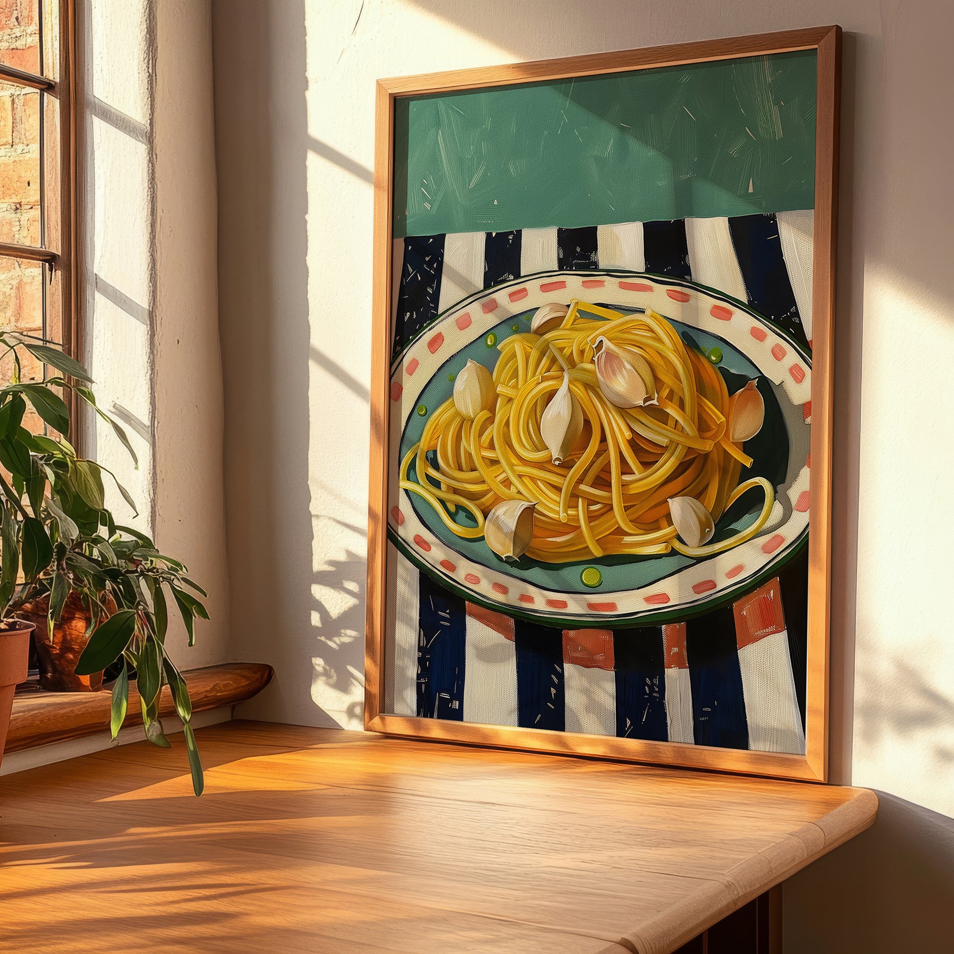 Spaghetti aglio e olio – Italian Pasta, Ristorante Print, clean layout with no caption