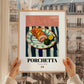 Porchetta – Italian Meat Dish, Fine Dining Restaurant Poster, styled in a charming Paris street view