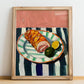 Porchetta – Italian Meat Dish, Fine Dining Restaurant Poster, no-text version framed in wood