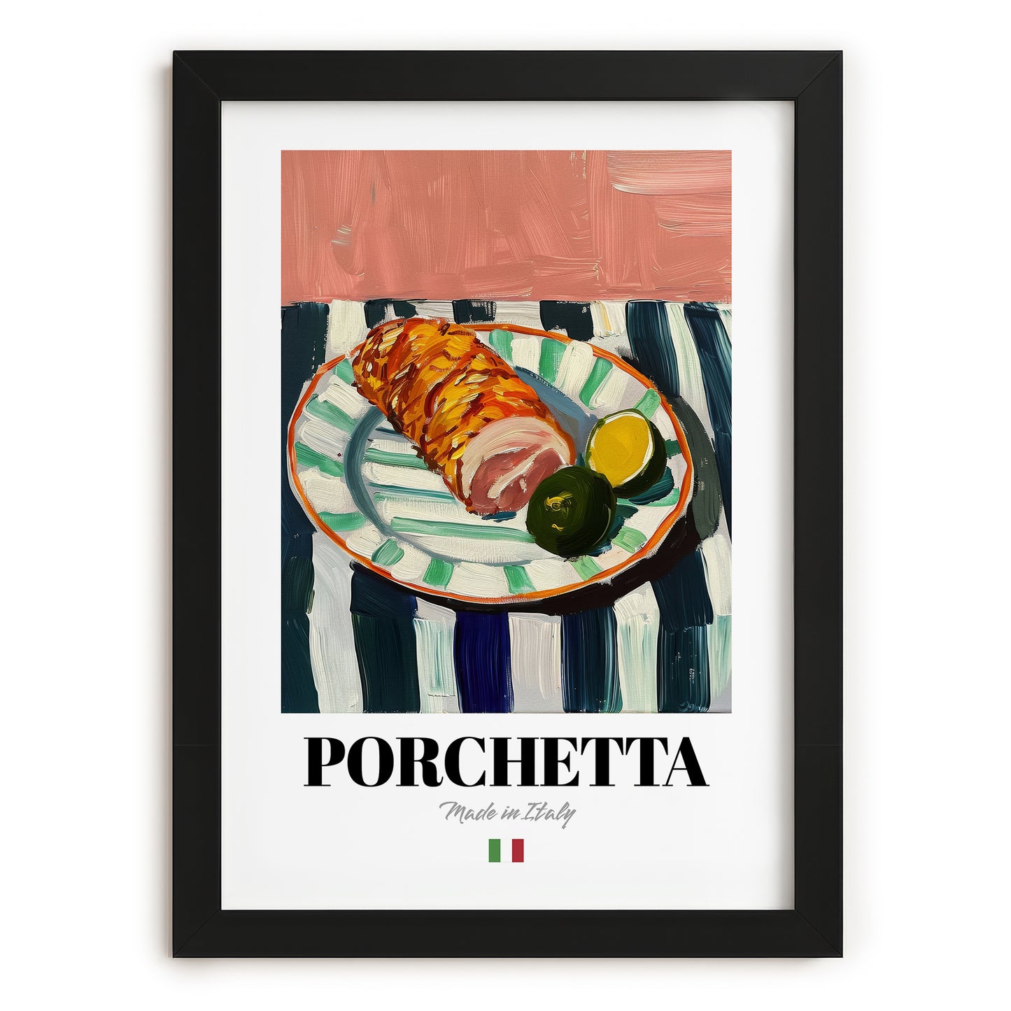 Porchetta – Italian Meat Dish, Fine Dining Restaurant Poster, in sleek black frame