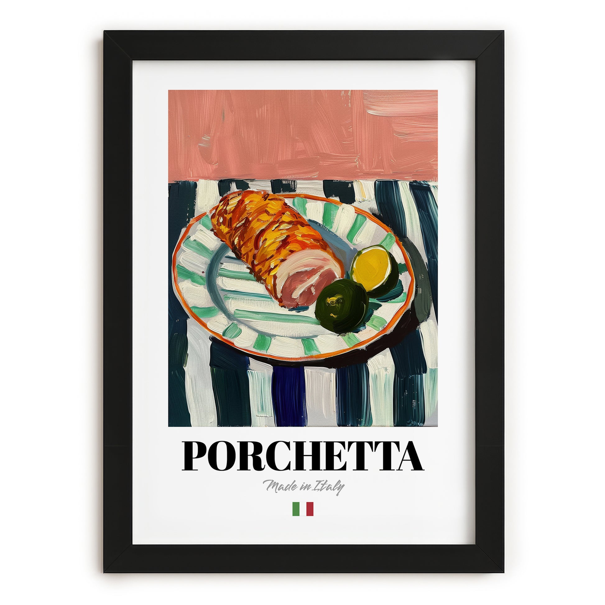 Porchetta – Italian Meat Dish, Fine Dining Restaurant Poster, in sleek black frame