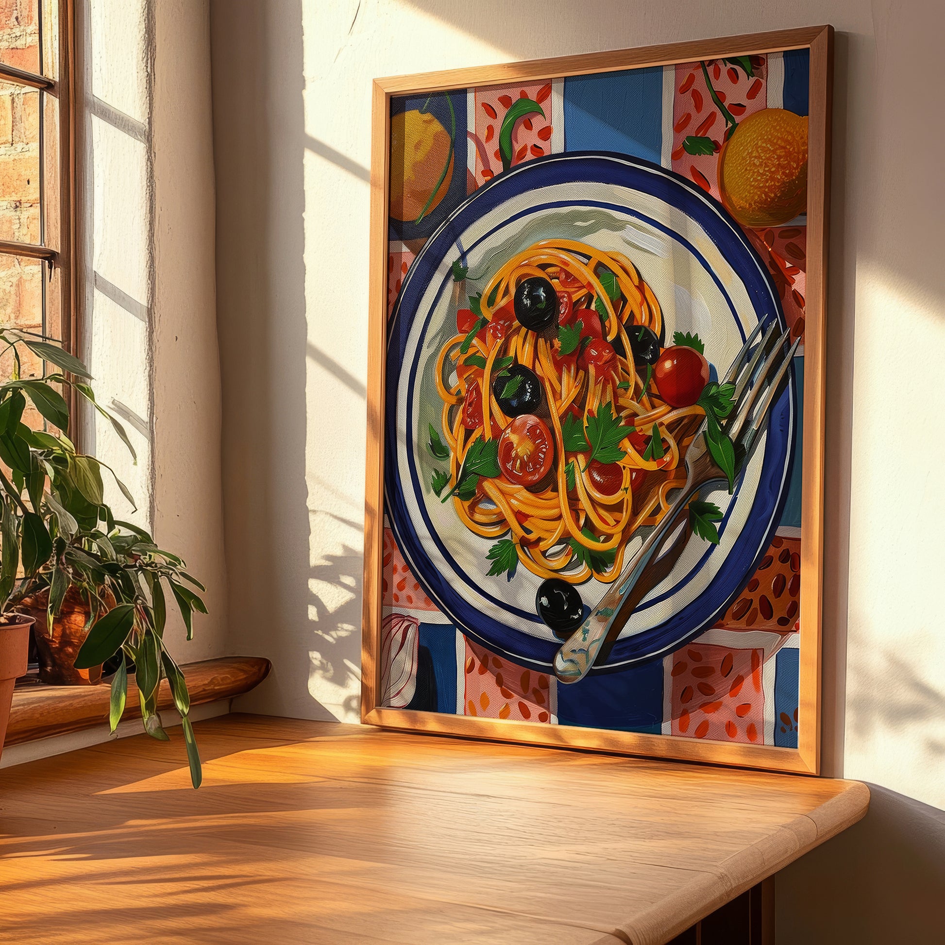 Spaghetti alla Puttanesca – Italian Pasta, Osteria Print, clean layout with no caption