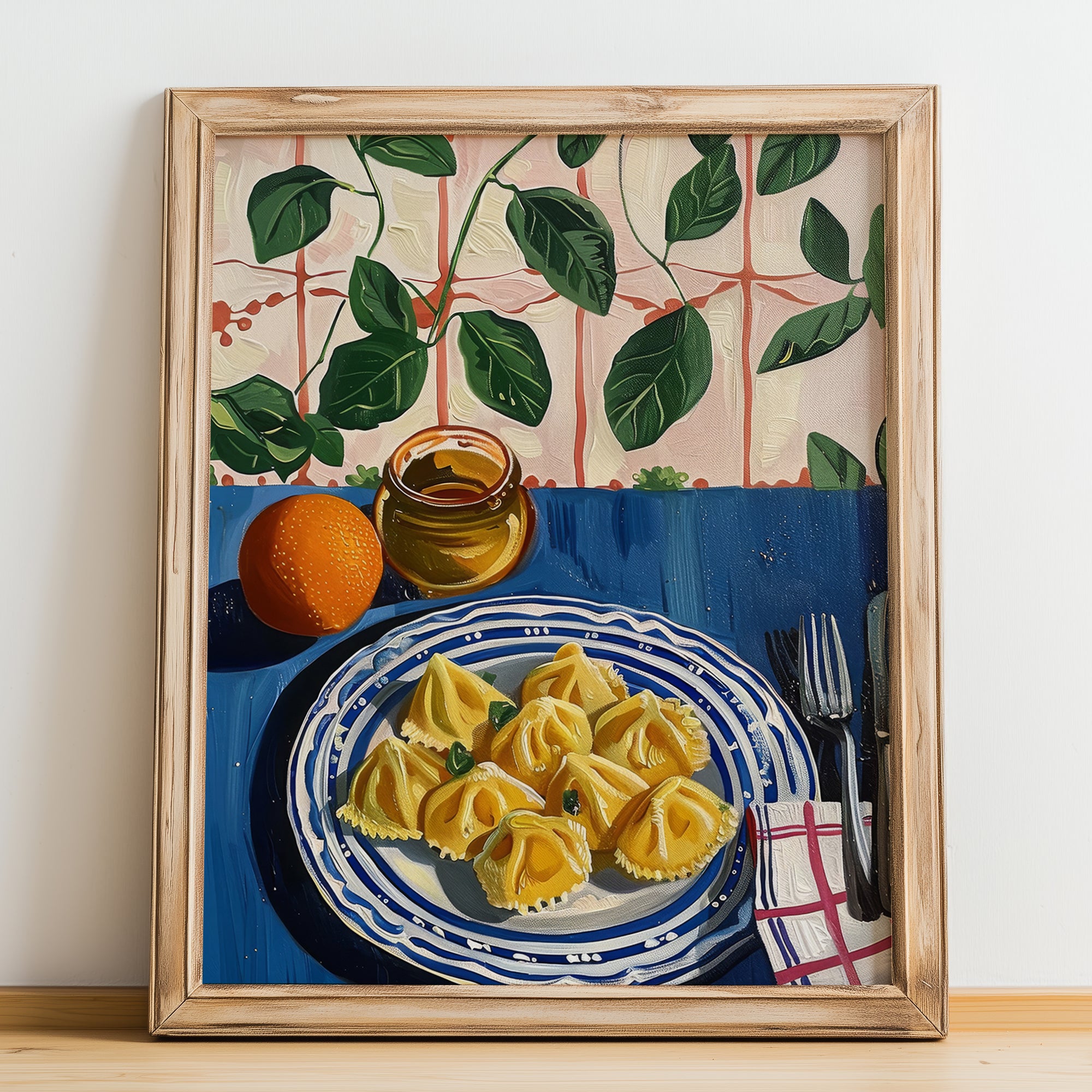 Agnolotti – Italian Pasta, Trattoria Poster, no-text version framed in wood