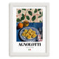 Agnolotti – Italian Pasta, Trattoria Poster, placed in minimal white frame