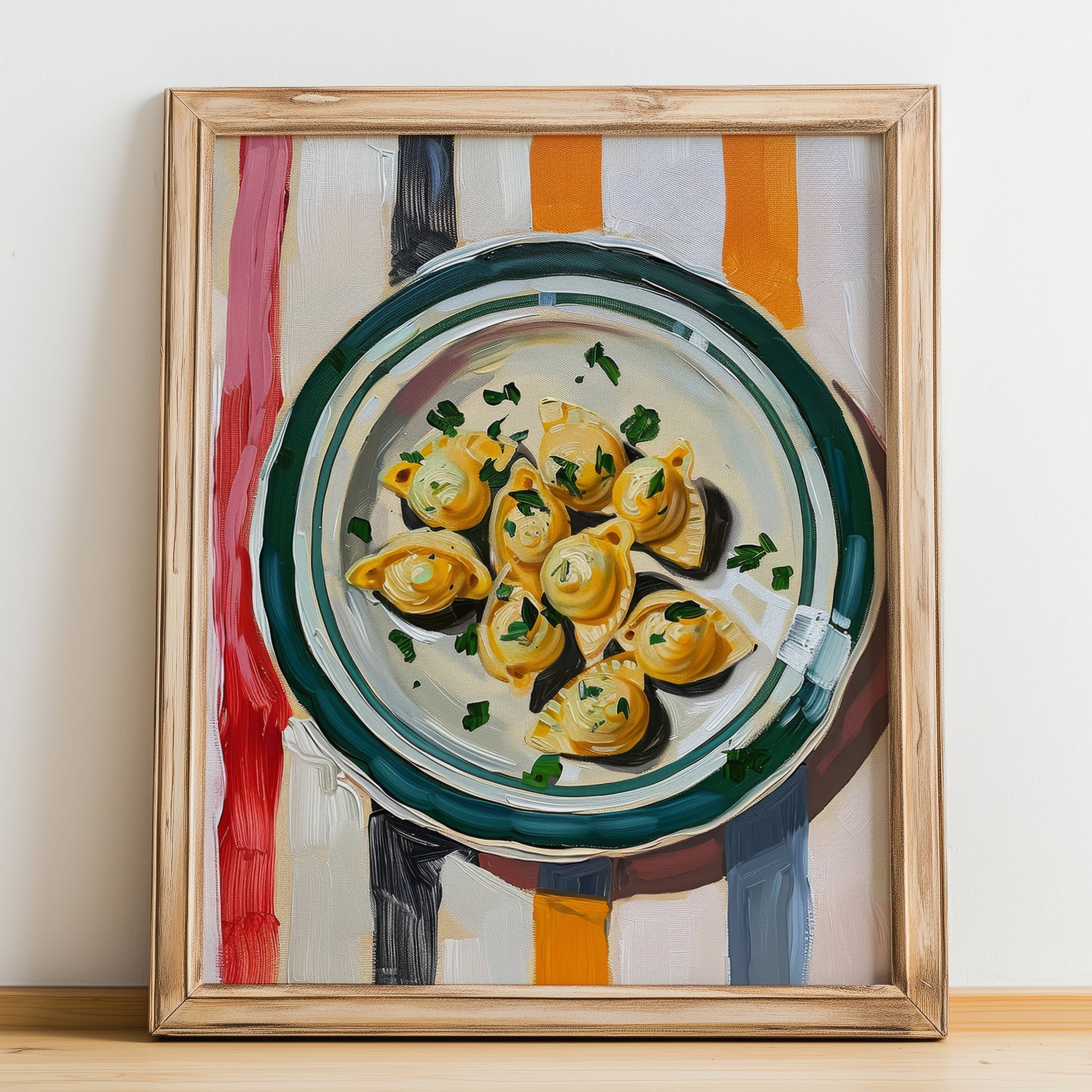Agnolotti – Italian Pasta, Ristorante Poster, no-text version framed in wood