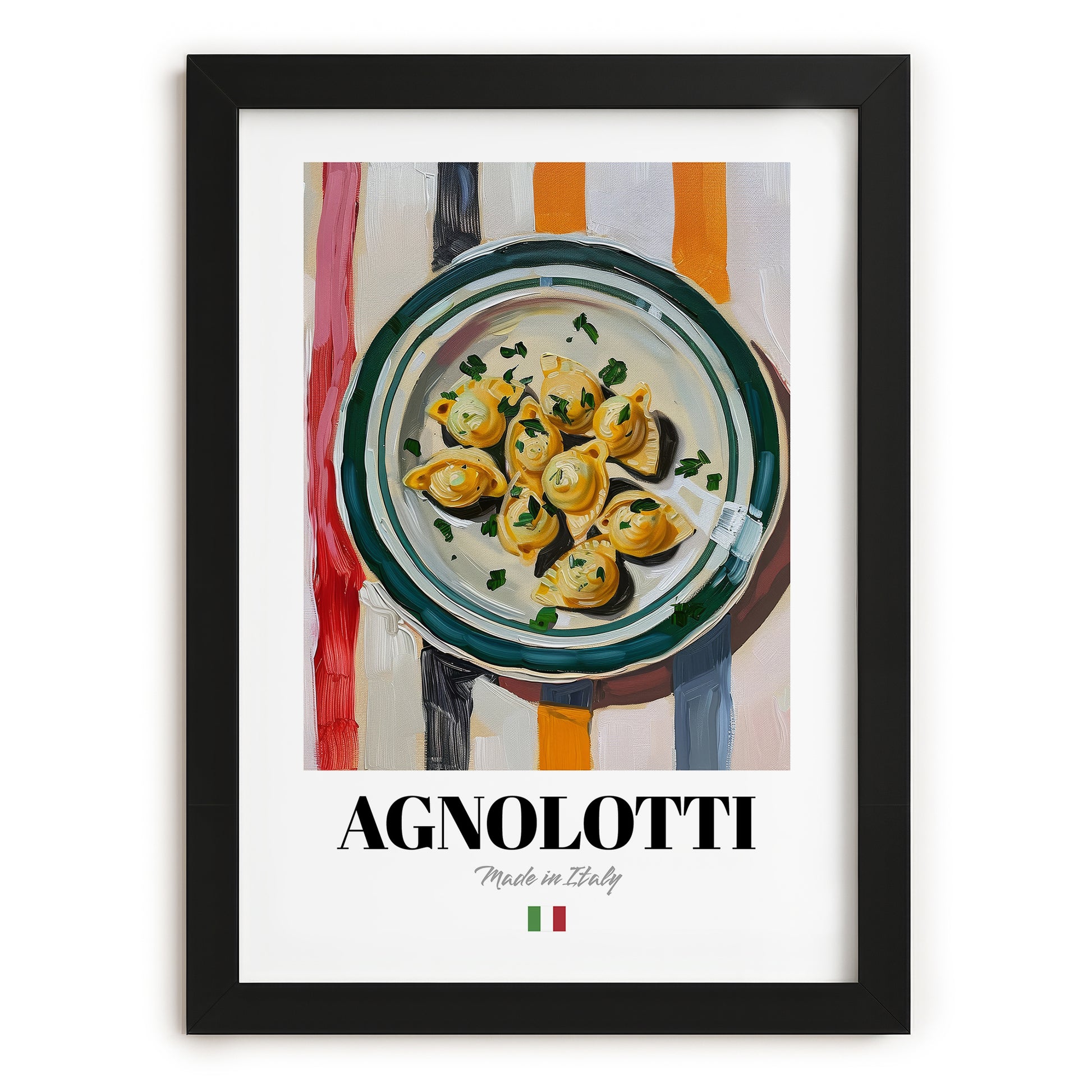 Agnolotti – Italian Pasta, Ristorante Poster, in sleek black frame