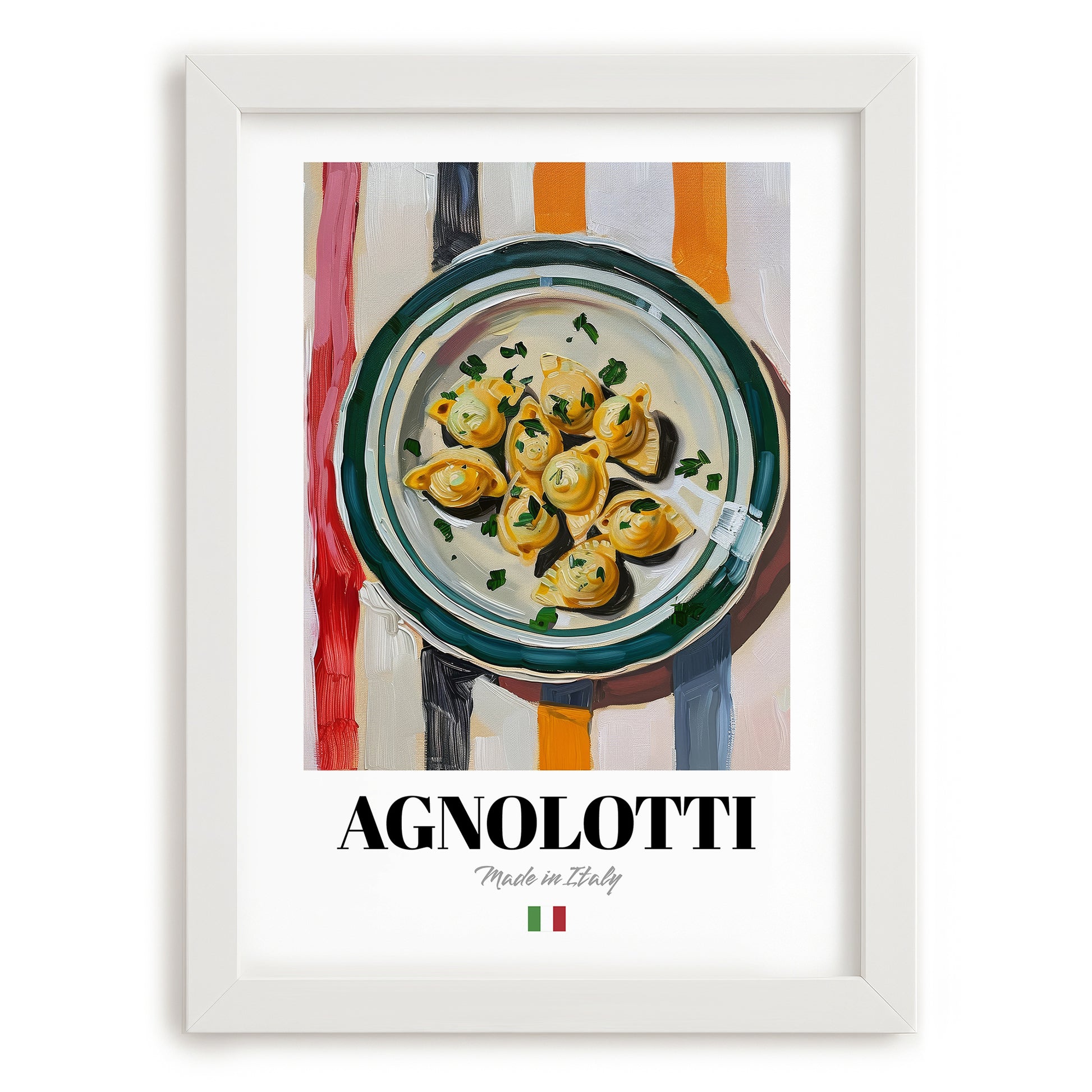 Agnolotti – Italian Pasta, Ristorante Poster, placed in minimal white frame