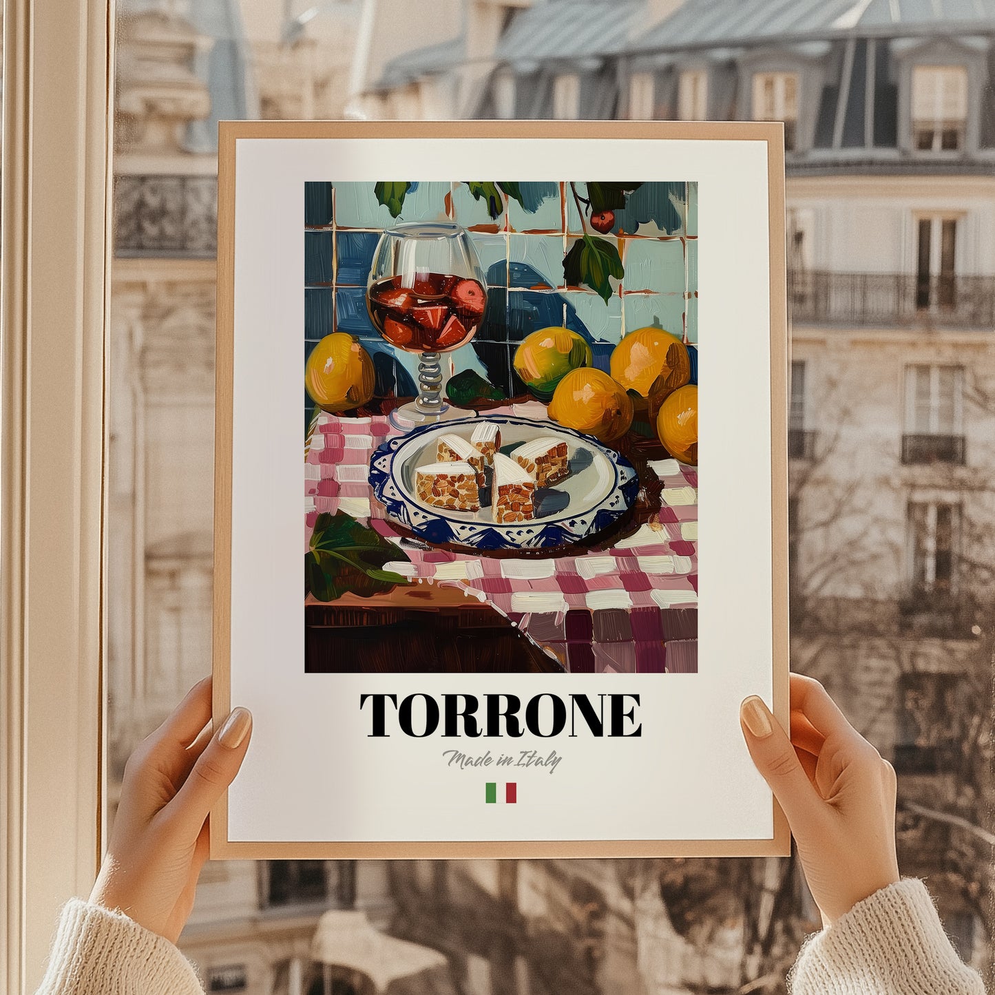Torrone – Italian Dessert Dish, Tavern Poster, styled in a charming Paris street view