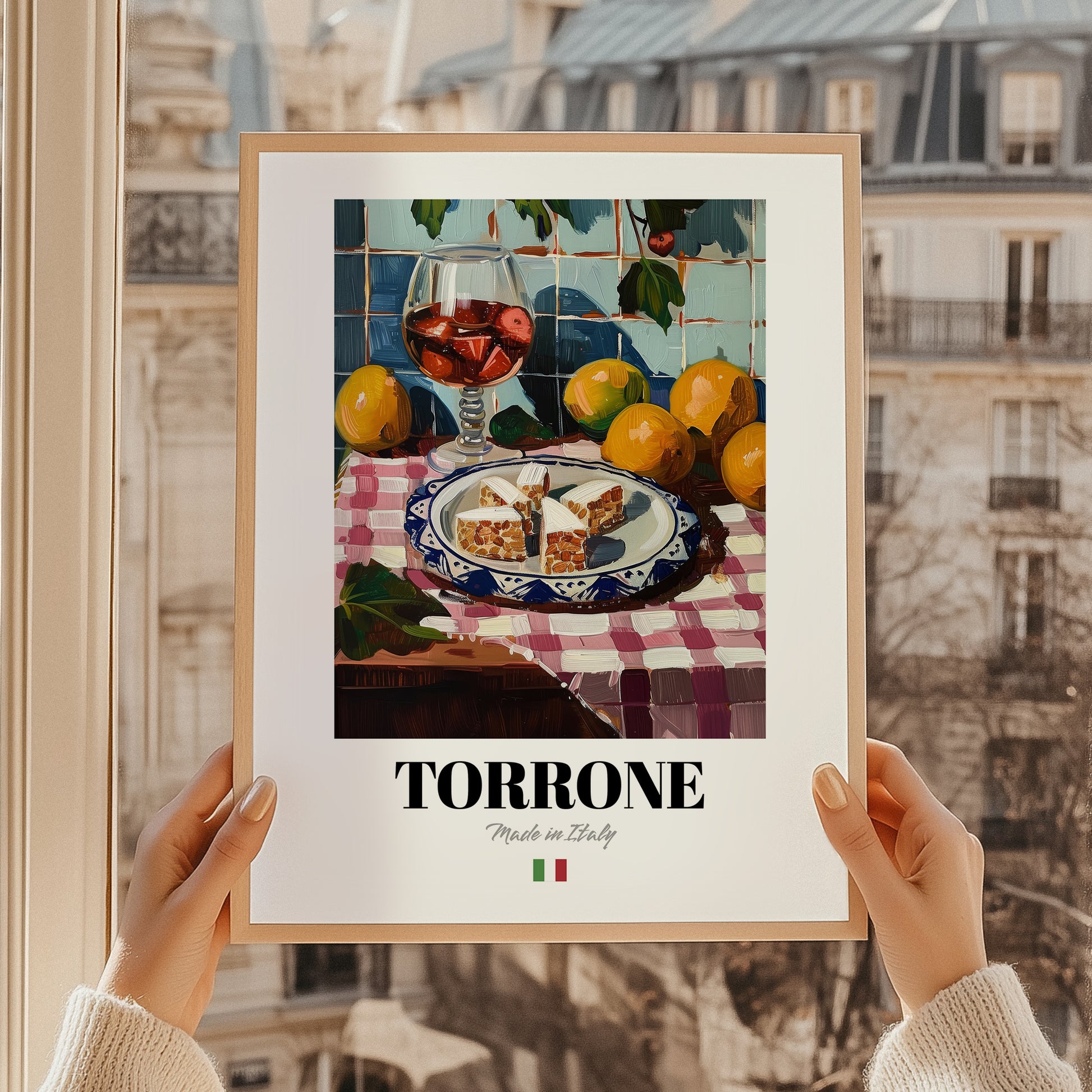 Torrone – Italian Dessert Dish, Tavern Poster, styled in a charming Paris street view