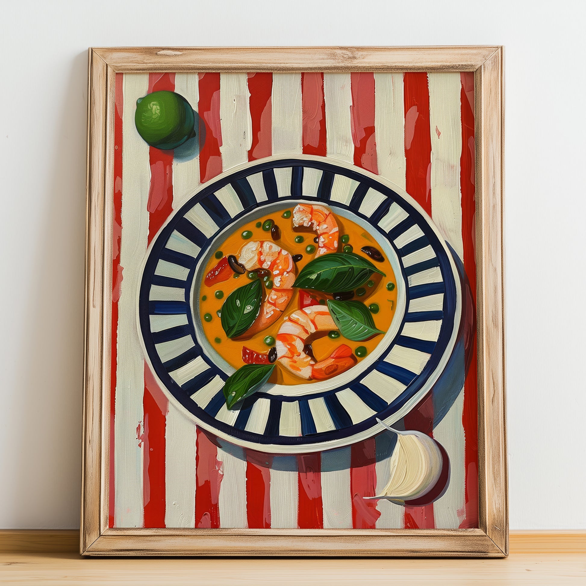 Cioppino – Italian Soup Dish, Bistro Still Life, no-text version framed in wood