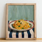 Pasta Carbonara – Italian Pasta, Ristorante Poster, no-text version framed in wood