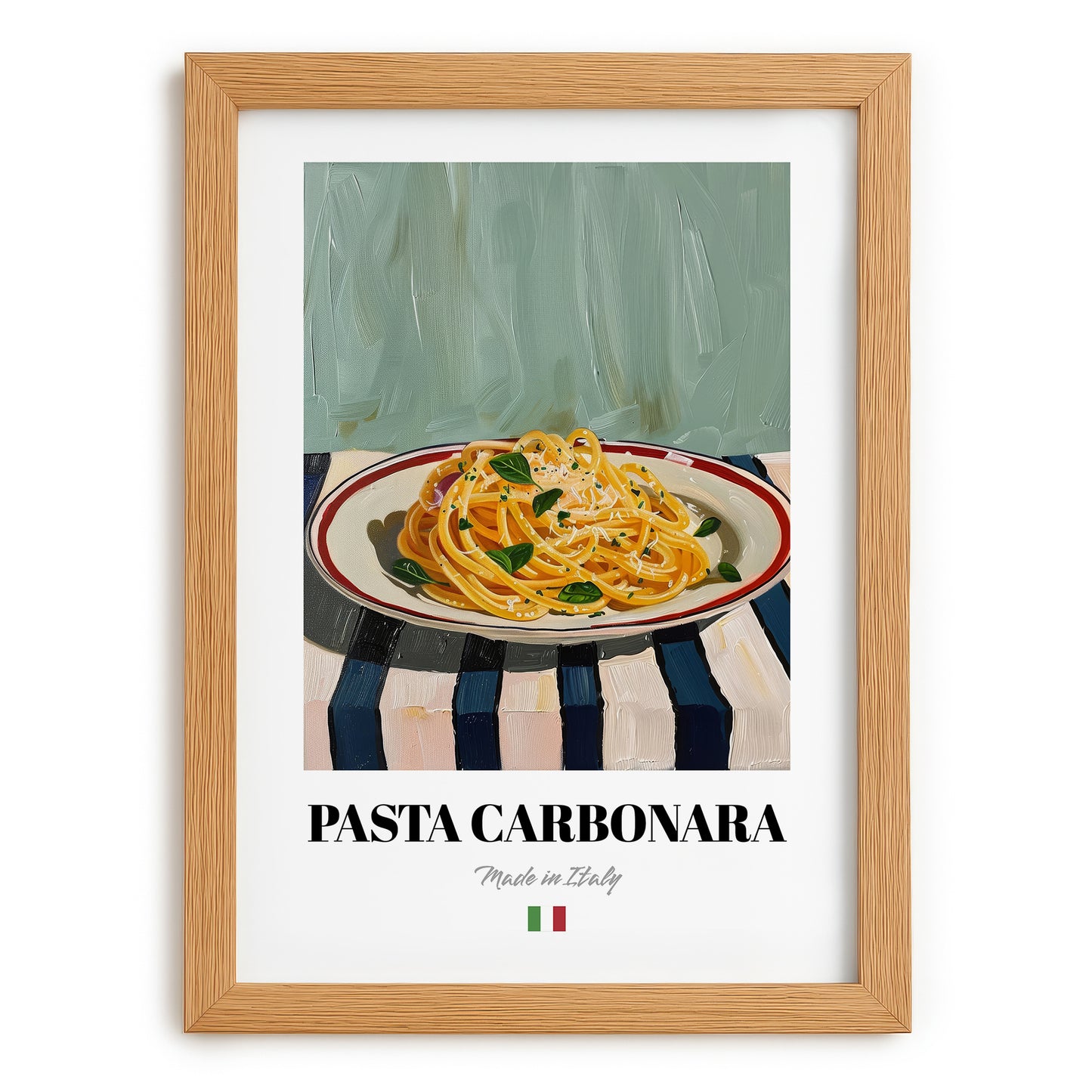 Pasta Carbonara – Italian Pasta, Ristorante Poster, set in oak frame