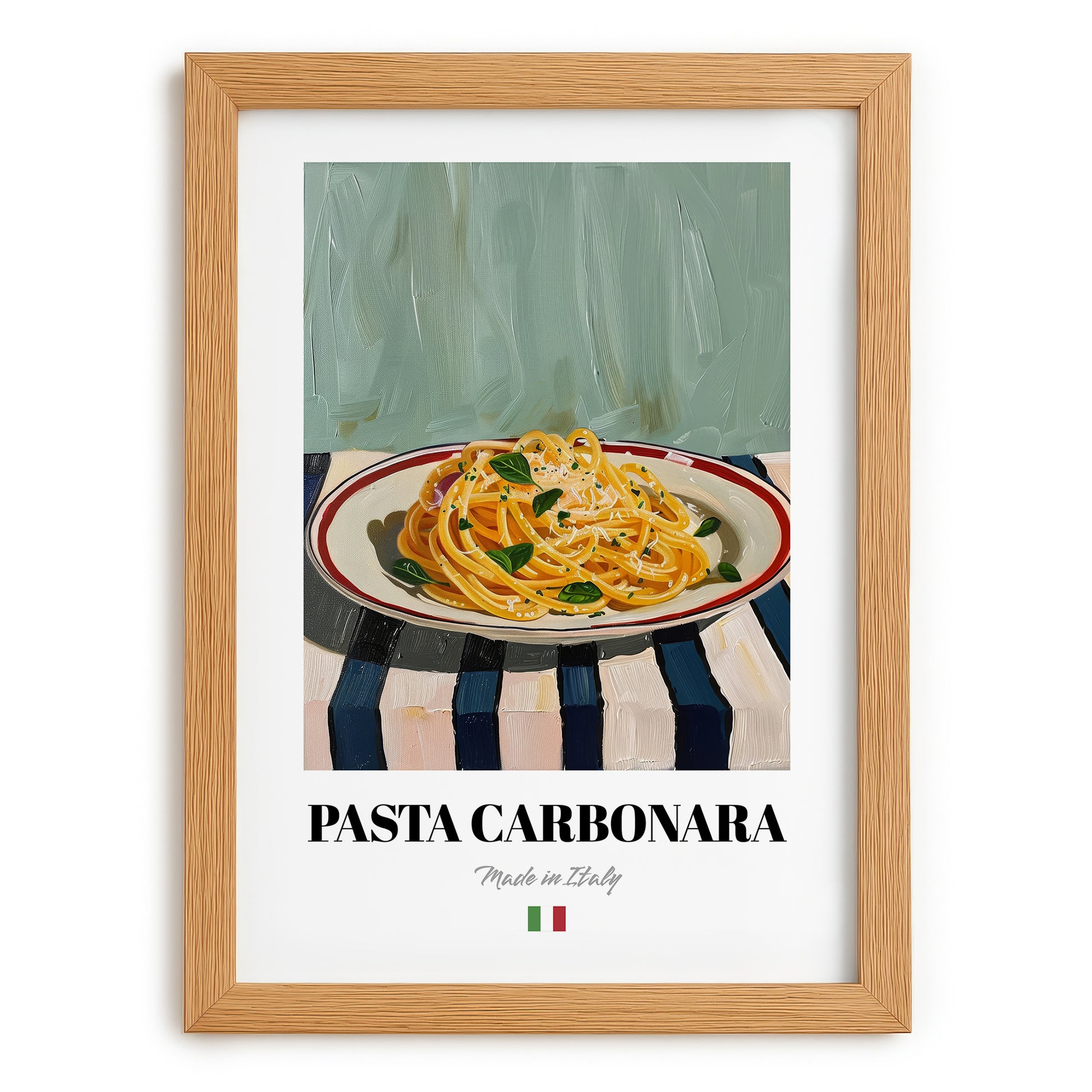 Pasta Carbonara – Italian Pasta, Ristorante Poster, set in oak frame