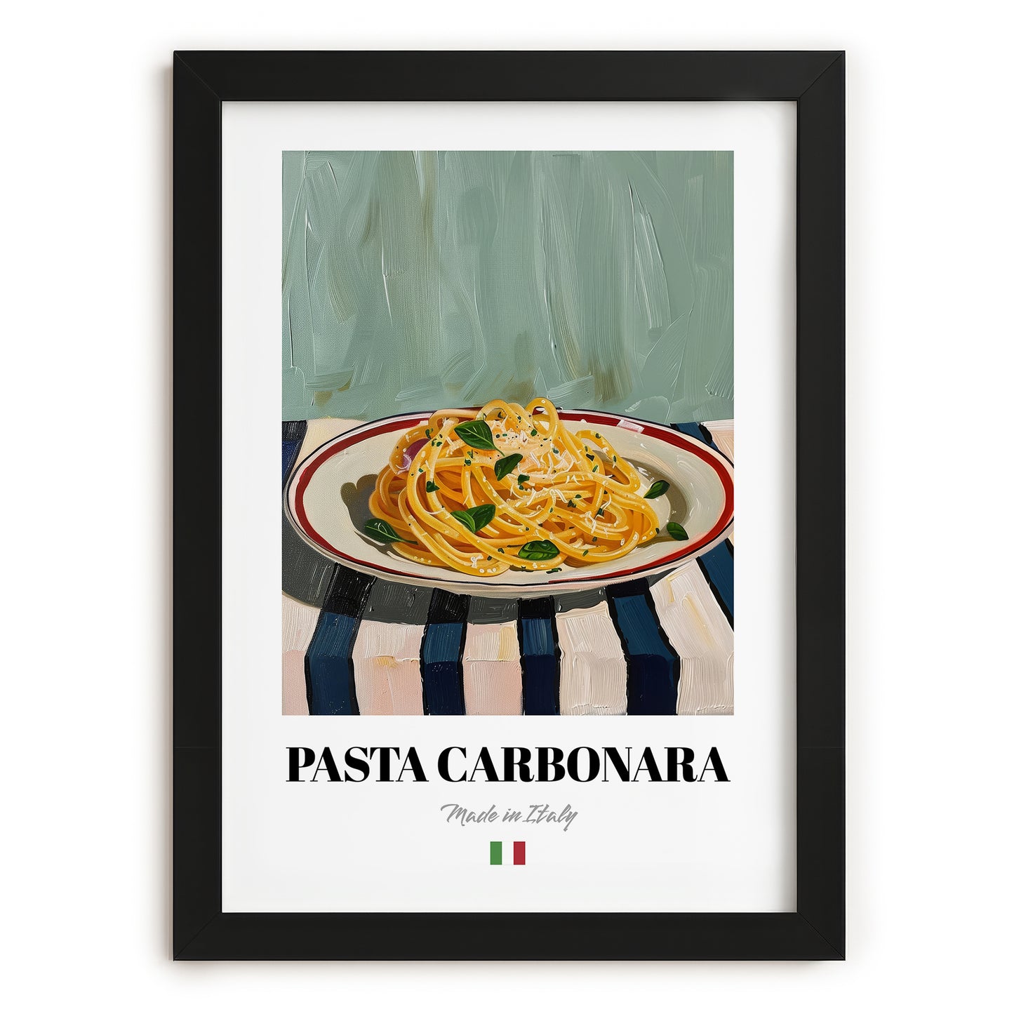 Pasta Carbonara – Italian Pasta, Ristorante Poster, in sleek black frame