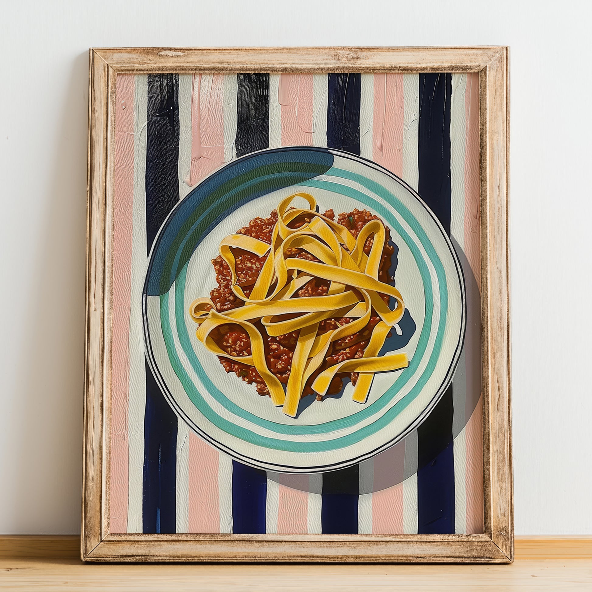 Tagliatelle al ragù alla Bolognese – Italian Pasta, Trattoria Poster, no-text version framed in wood