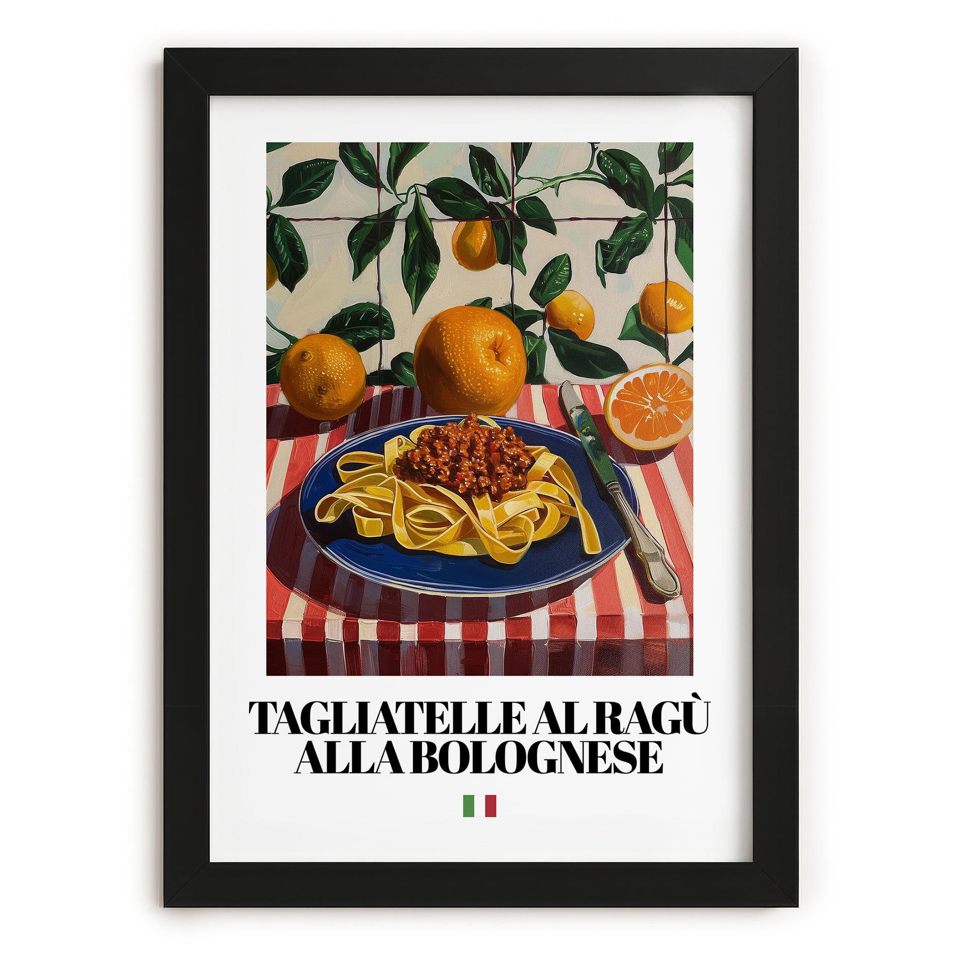 Tagliatelle al ragù alla Bolognese – Italian Pasta, Trattoria Poster, in sleek black frame
