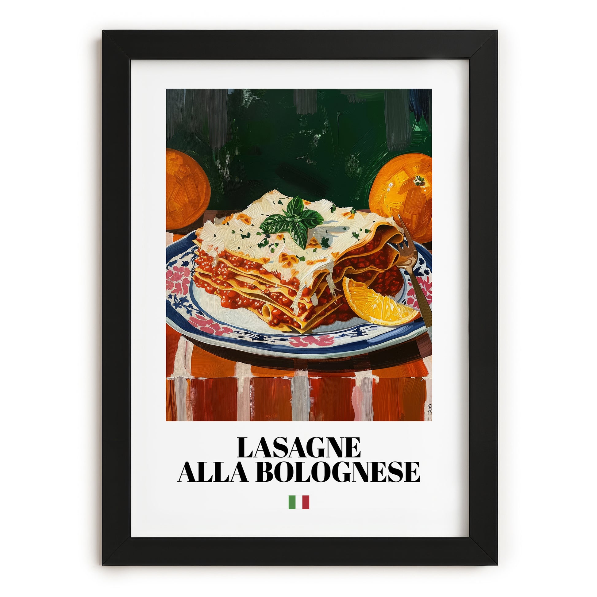 Lasagne alla Bolognese – Italian Pasta, Osteria Wall Art, in sleek black frame