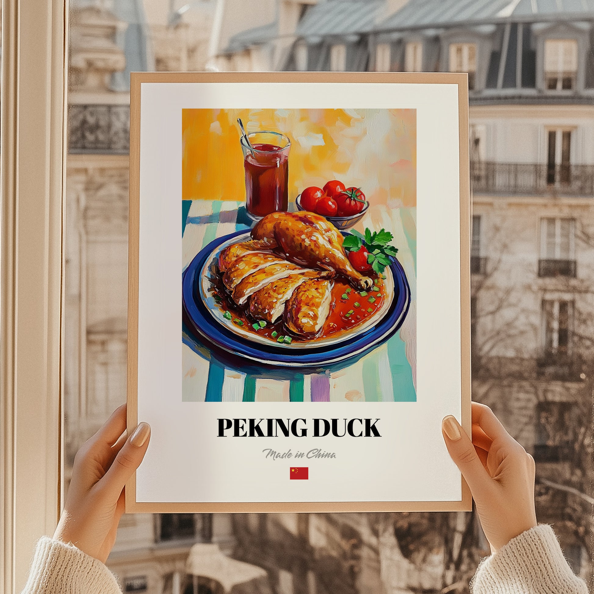Peking Duck – Oil Painting, Chinese Food Wall Decor, styled in a charming Paris street view