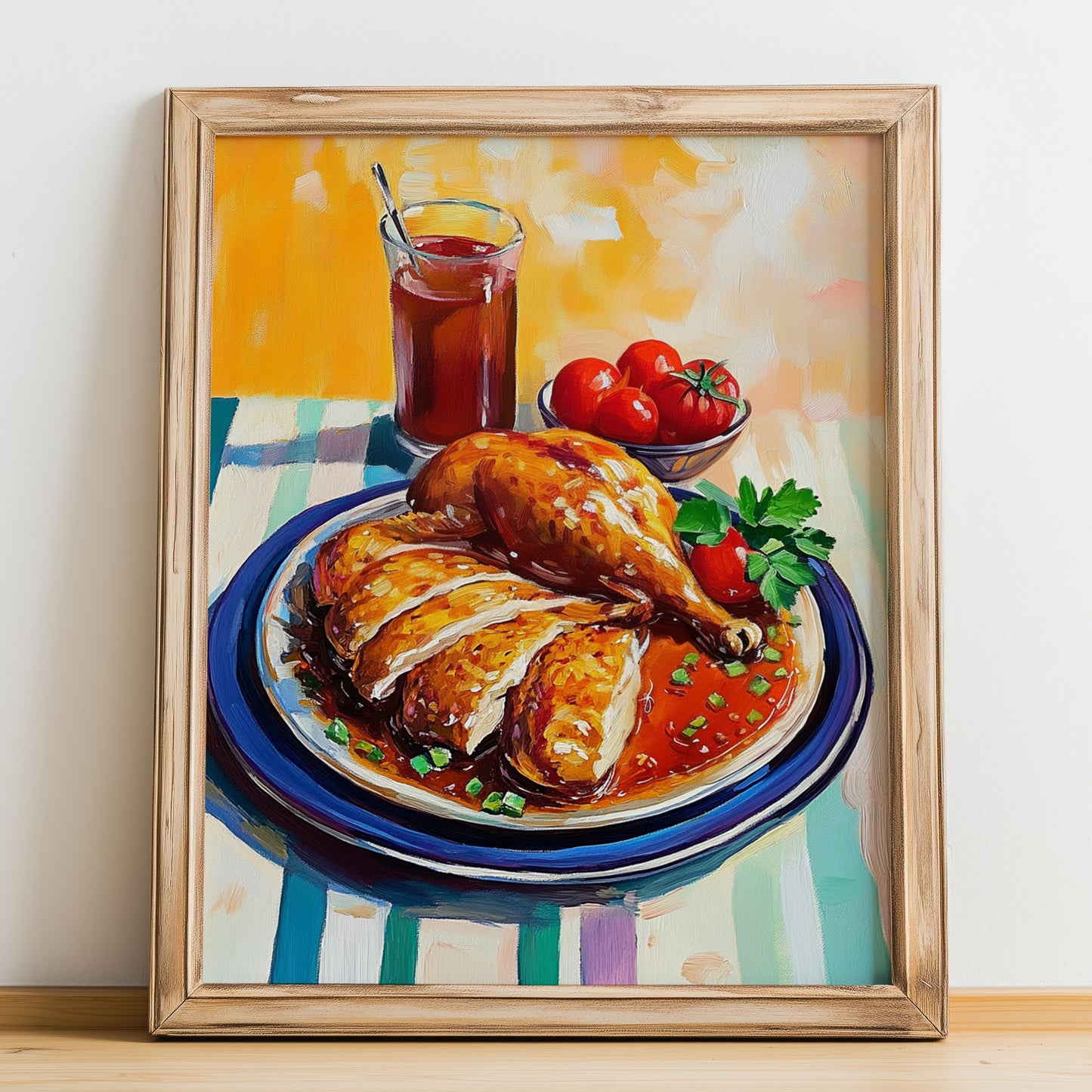 Peking Duck – Oil Painting, Chinese Food Wall Decor, no-text version framed in wood