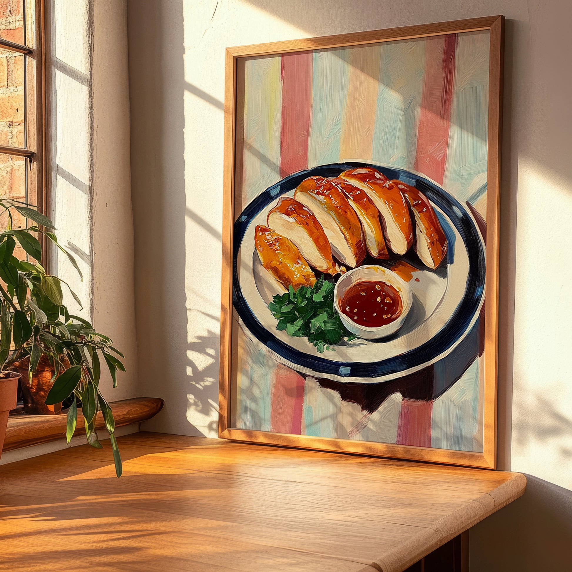 Peking Duck – on Striped Tablecloth, Chinese Food Poster, clean layout with no caption
