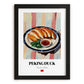 Peking Duck – on Striped Tablecloth, Chinese Food Poster, in sleek black frame