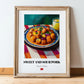 Sweet and Sour Pork – on Striped Tablecloth, Chinese Food Painting, in wooden frame leaning on the floor