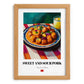 Sweet and Sour Pork – on Striped Tablecloth, Chinese Food Painting, set in oak frame