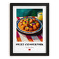 Sweet and Sour Pork – on Striped Tablecloth, Chinese Food Painting, in sleek black frame