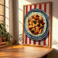 Kung Pao Chicken – on Striped Tablecloth, Chinese Food Art, clean layout with no caption
