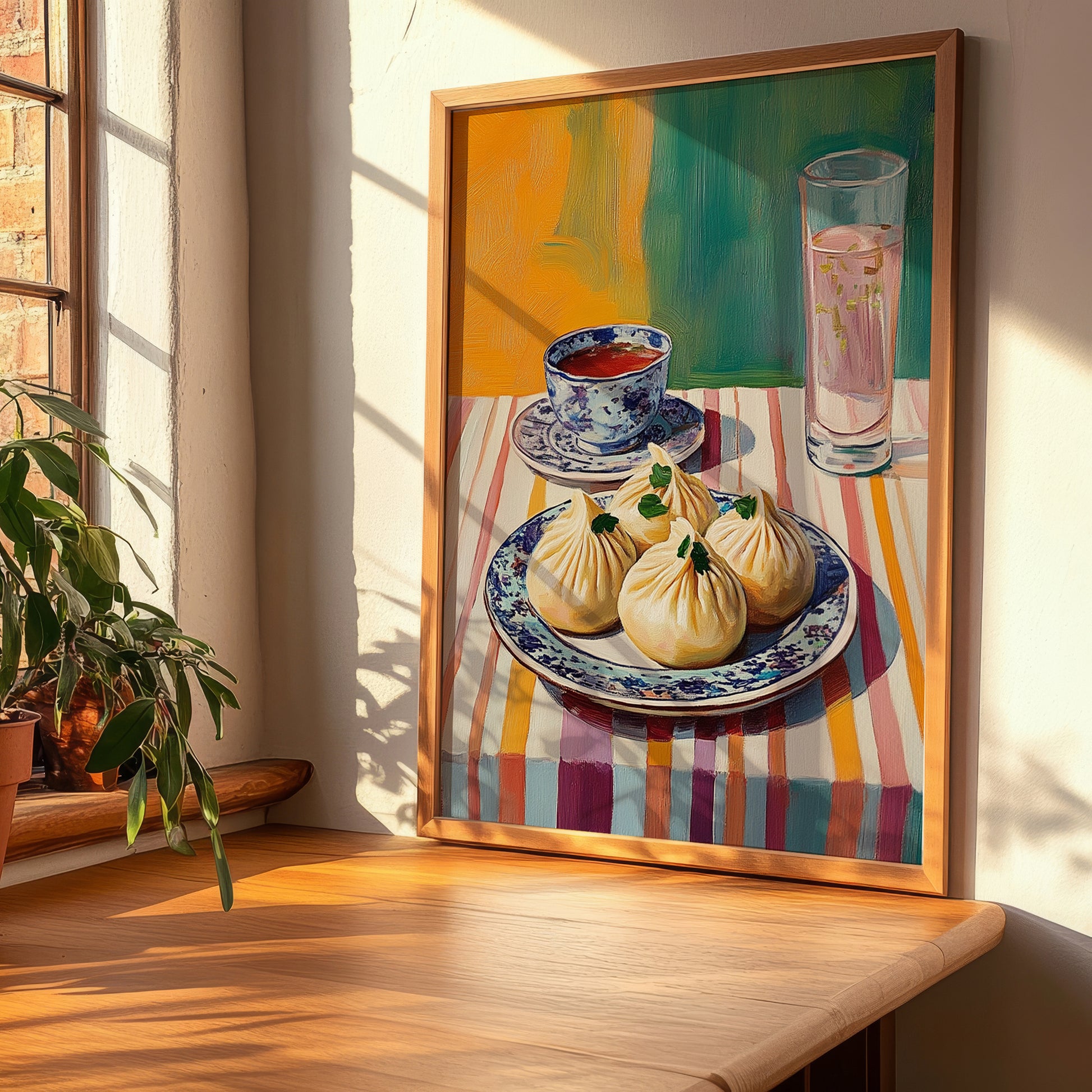 Xiao Long Bao – Colorful Oil Painting, Chinese Food Poster, clean layout with no caption