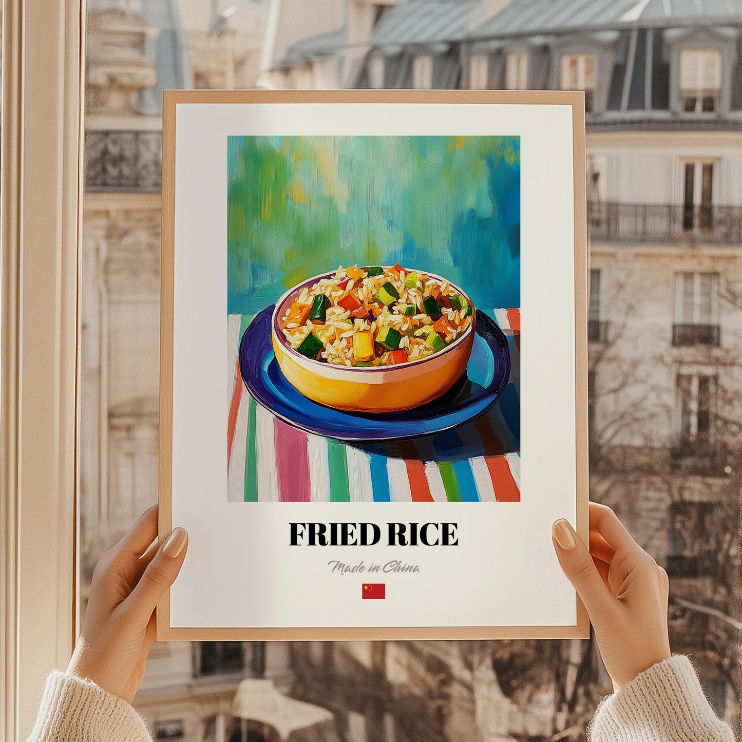 Chǎofàn – Oil Painting, Chinese Food Painting, styled in a charming Paris street view