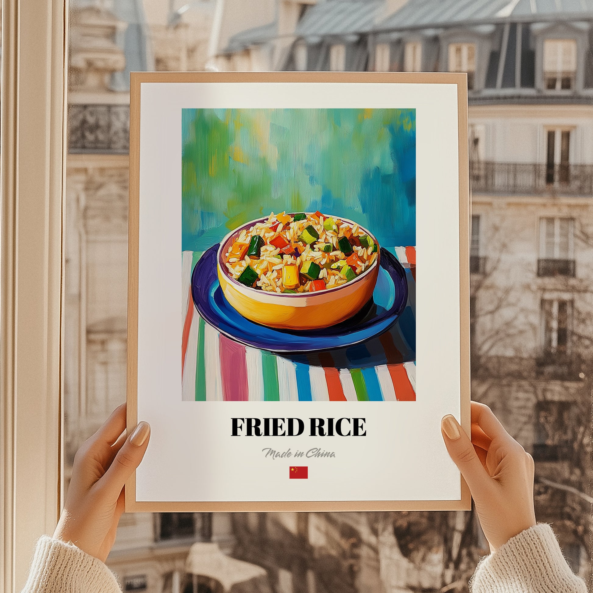 Chǎofàn – Oil Painting, Chinese Food Painting, styled in a charming Paris street view