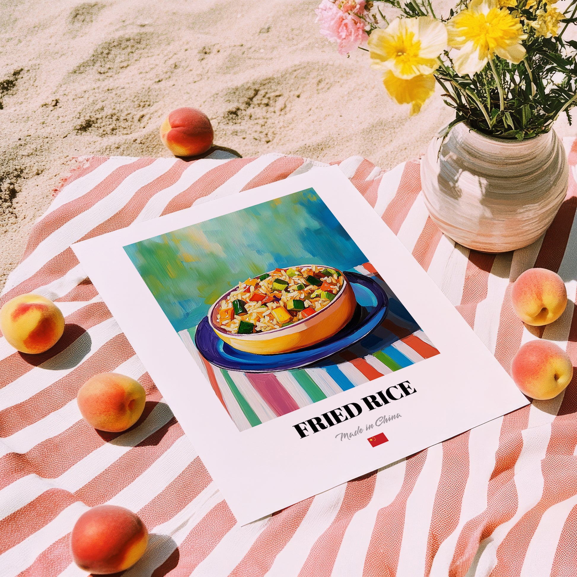 Chǎofàn – Oil Painting, Chinese Food Painting, unframed on coastal sand