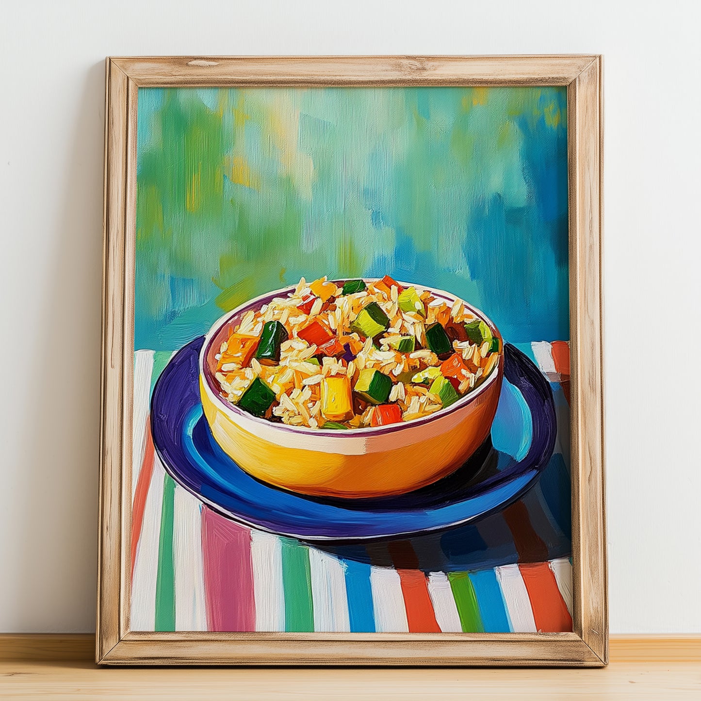 Chǎofàn – Oil Painting, Chinese Food Painting, no-text version framed in wood