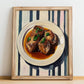 Sauerbraten – on Striped Tablecloth, German Food Art, no-text version framed in wood