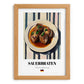 Sauerbraten – on Striped Tablecloth, German Food Art, set in oak frame