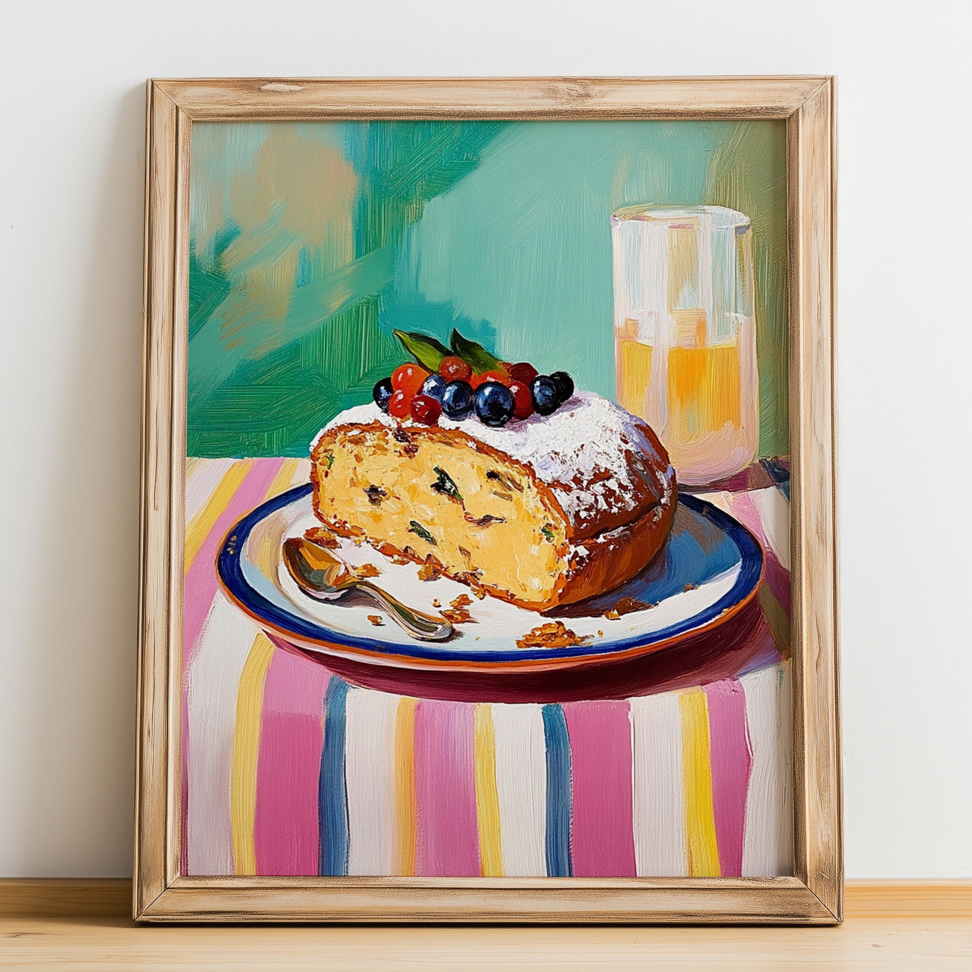 Stollen – Art, German Dessert Still Life, no-text version framed in wood