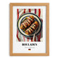 Rouladen – on Striped Tablecloth, German Food Print, set in oak frame