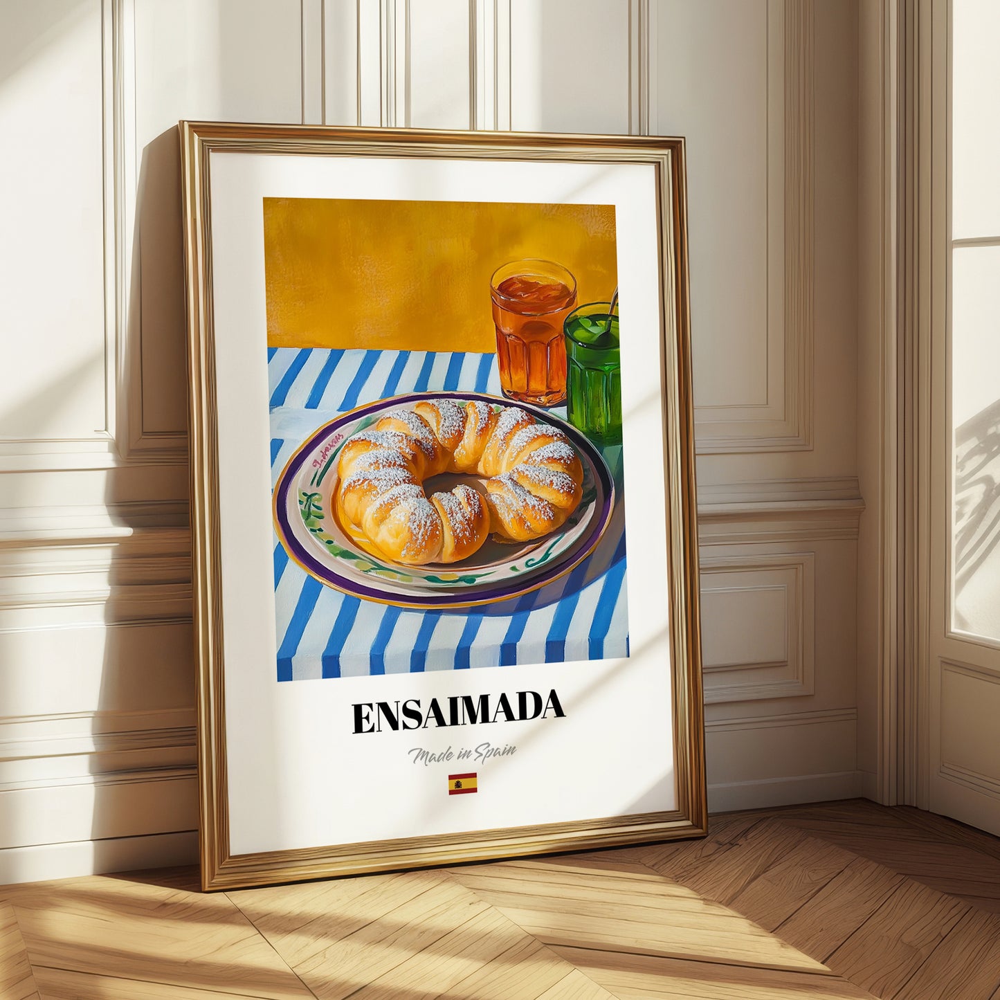 Ensaimada – Colorful Oil Painting, Spanish Pastry Wall Decor 