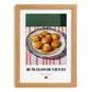 Buñuelos de Viento – on Striped Tablecloth, Spanish Dessert Still Life, set in oak frame
