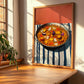 Paella – on Striped Tablecloth, Spanish Food Wall Art, clean layout with no caption
