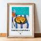Tortilla Española – Art, Spanish Food Painting, in wooden frame leaning on the floor