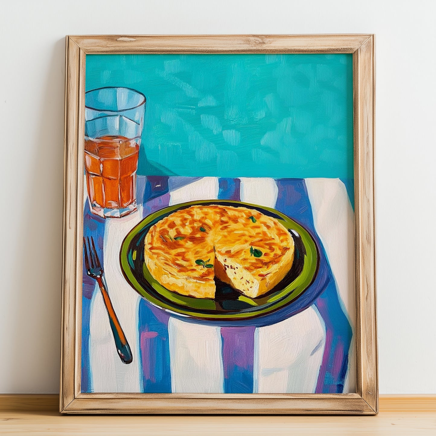 Tortilla Española – Art, Spanish Food Painting, no-text version framed in wood
