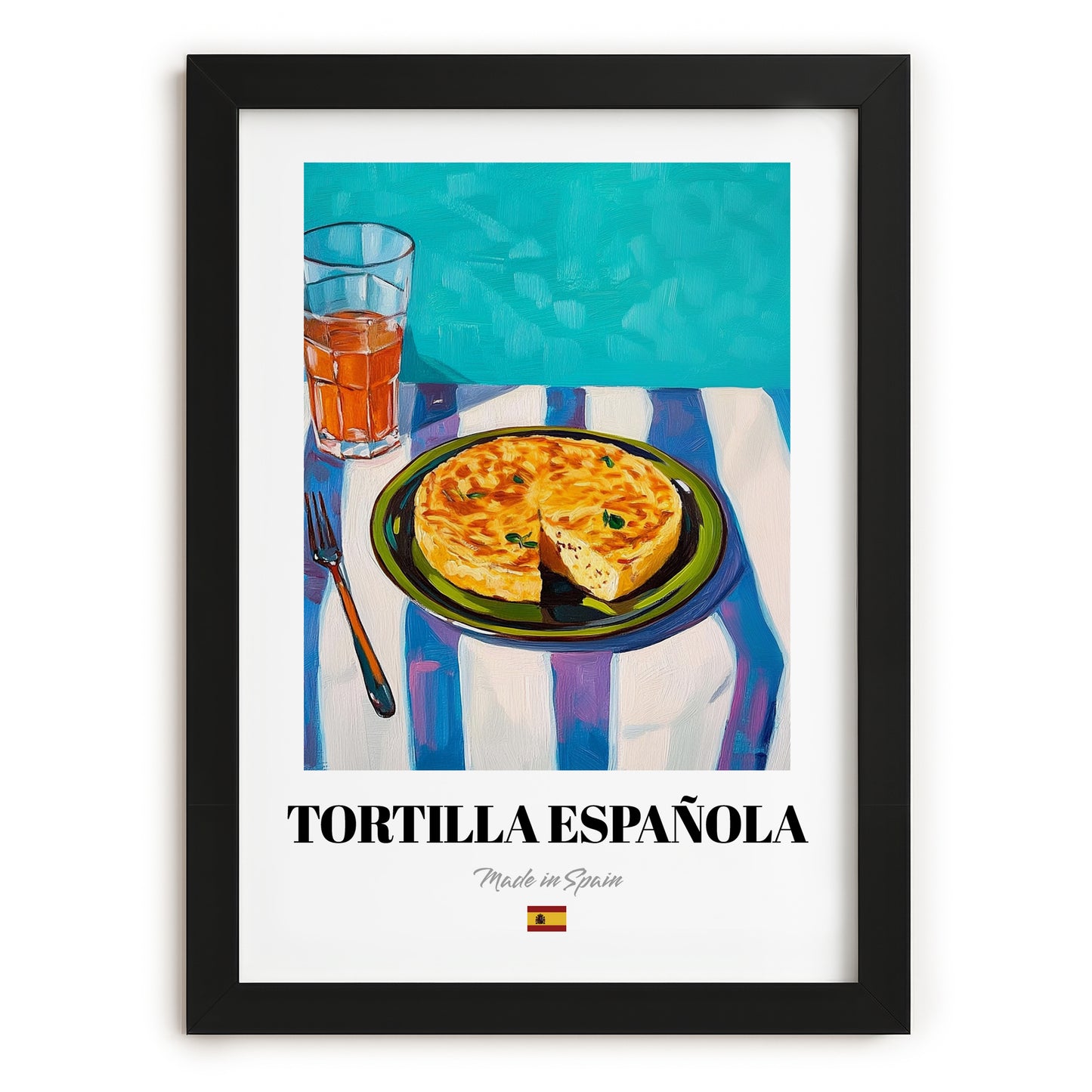 Tortilla Española – Art, Spanish Food Painting, in sleek black frame